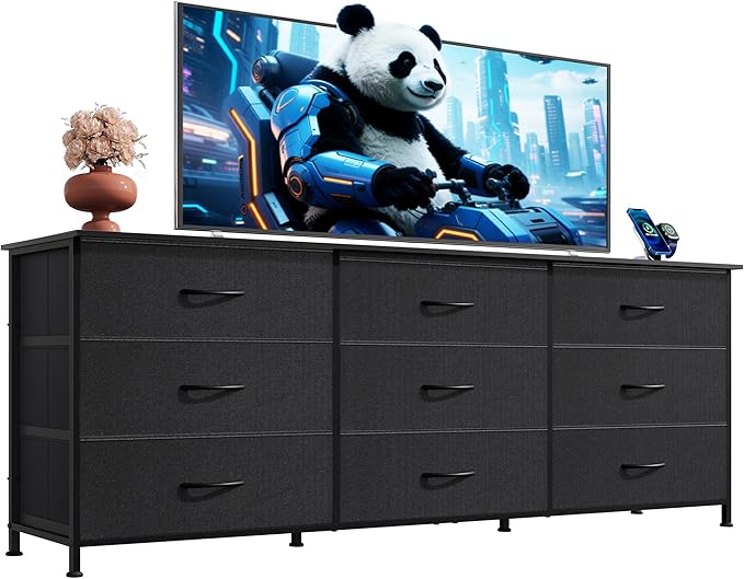 WLIVE 63''W Dresser for Bedroom, 75 inch TV, Wide Chest of Drawers by WLIVE