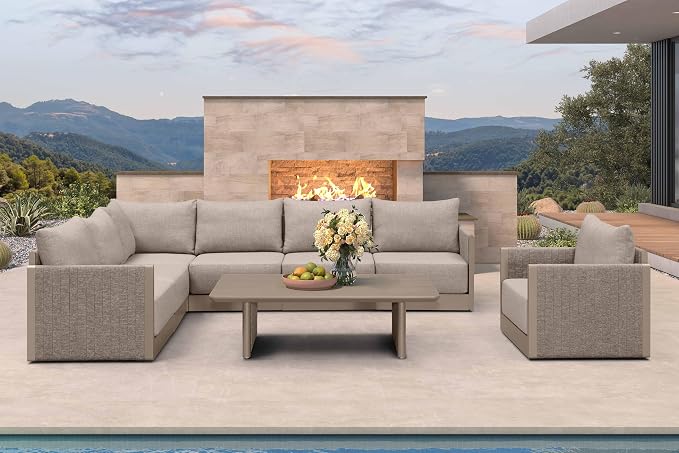 PURPLE LEAF Patio Furniture Set 8 Pieces Patio Seating Sofas Aluminum Furniture by PURPLELEAF