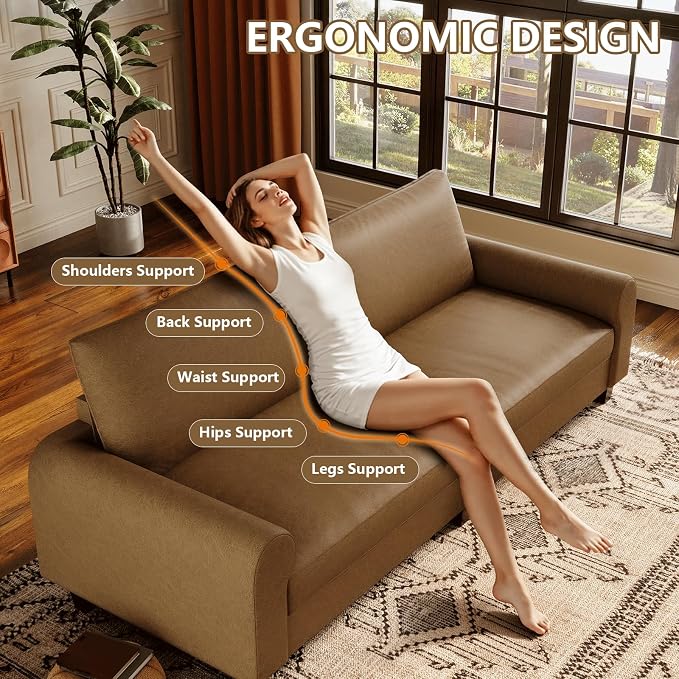 EASE MOOSE 70.6" Faux Leather Loveseat Sofa, Deep Seat Waterproof and - Image 6
