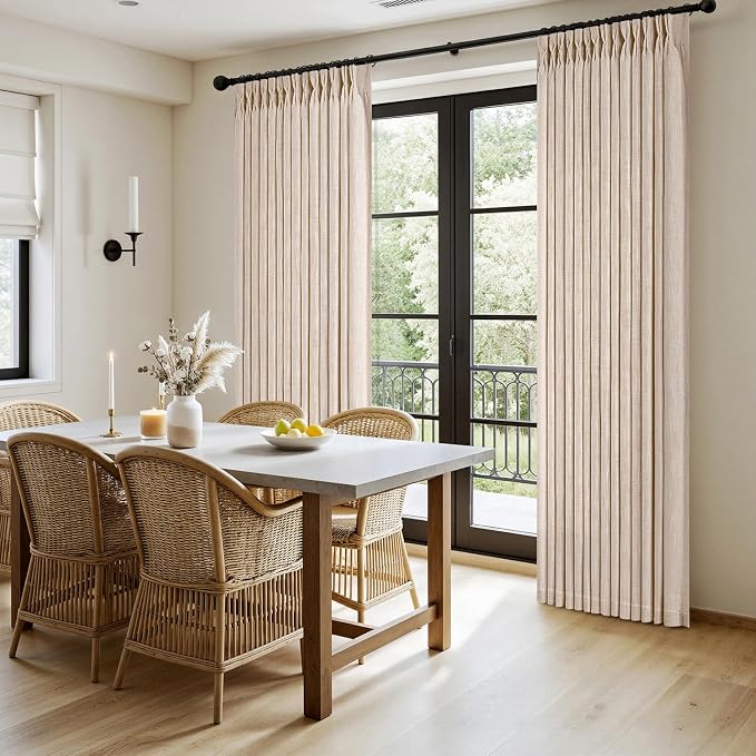 MIULEE Pinch Pleated Thick Linen Curtains 108 Inches Length 2 Panels - Image 3