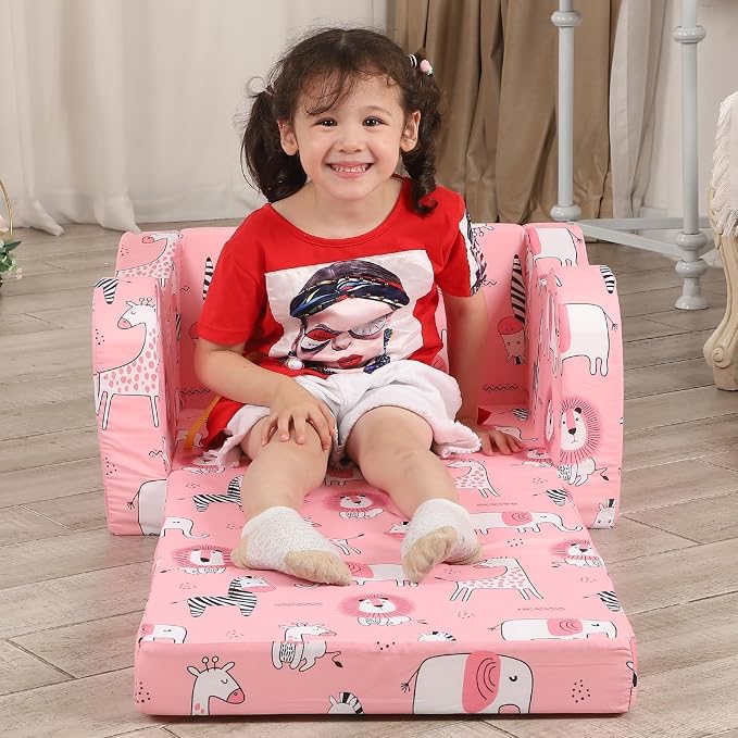 MOMCAYWEX Kids Sofa, 2-in-1 Flip-Out Foam Couch, Foldable Soft Play Lounge Chair - Image 6