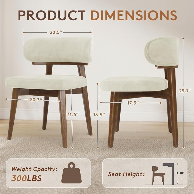 Dining Chairs Set of 4, Modern Upholstered Dining Chairs, Wooden Kitchen Chairs - Image 2