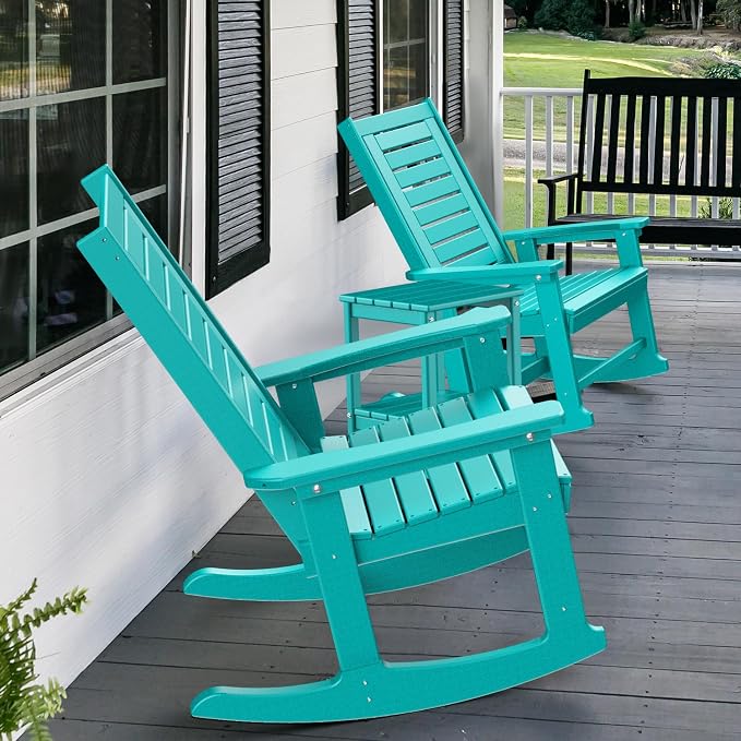 GREENVINES Outdoor Rocking Chairs | Set of 4 | Porch Rocker | HDPE Plastic | - Image 6