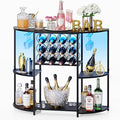 JKsmart Wine Bar Cabinet with LED Lights, Mini Wine Bar Cart with Storage and by JKsmart