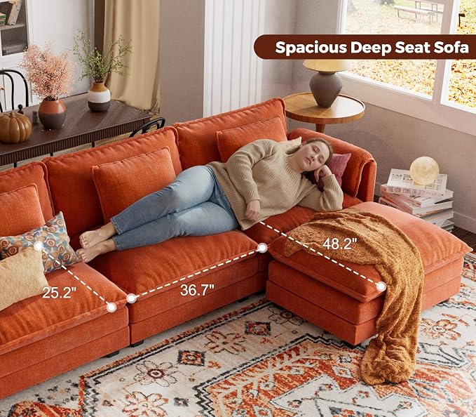 ELUCHANG Oversized 113" Modular Sectional Sofa, Comfy Cloud Couch, L Shaped - Image 6