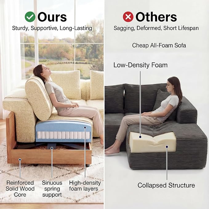 Welzona 75" loveseat Sofa, Comfy Chenille Love Seat, Wood Frame Small Couches - Image 3