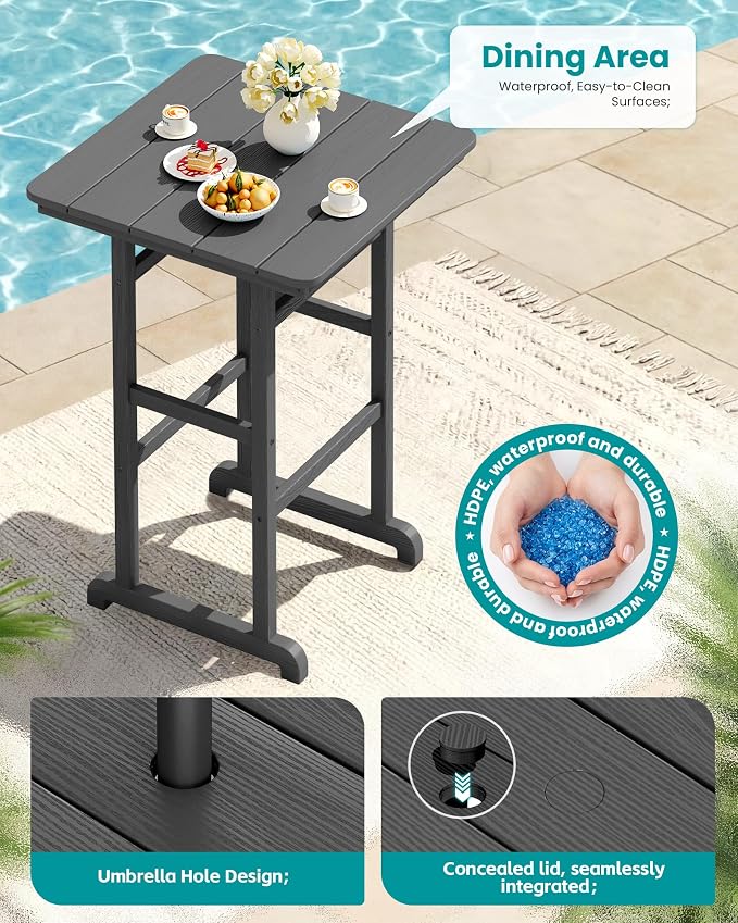 SERWALL 5 Pieces Outdoor Patio Bar Set, Tall Adirondack Bar Chair and Table Set - Image 2
