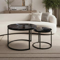 Homy Casa 23.6inch Round Coffee Table Set of 2, Modern Nesting Coffee Tables by HomyCasa