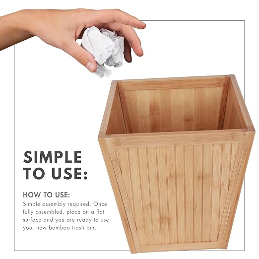 ToiletTree Products 100% Bamboo Wooden Wastebasket Trash Can - Image 6