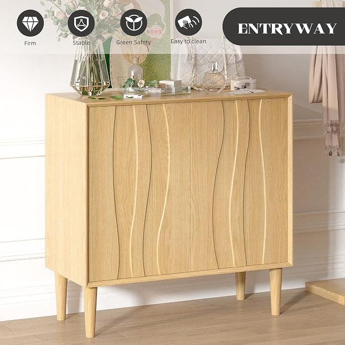 Easyego 31.5″ Mid Century Modern Sideboard Buffet Cabinet, Natural Wood Accent - Image 5