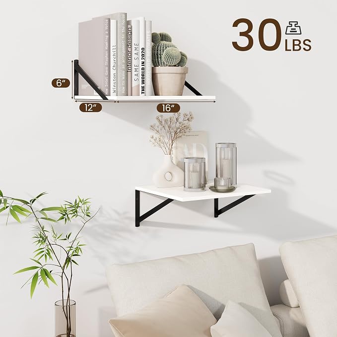 Fun Memories Floating Shelves for Wall, 12 Inch Deep Floating Shelves Set of 2 - Image 3