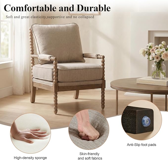 DUHOME Linen Fabric Spindle Accent Chair - Image 4