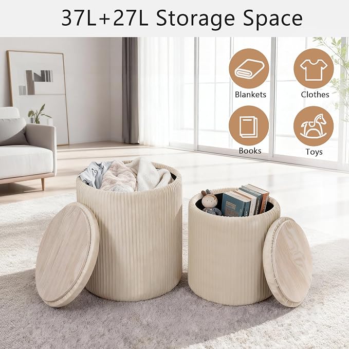 CAROLMADE Set of 2 Round Ottoman - Image 4