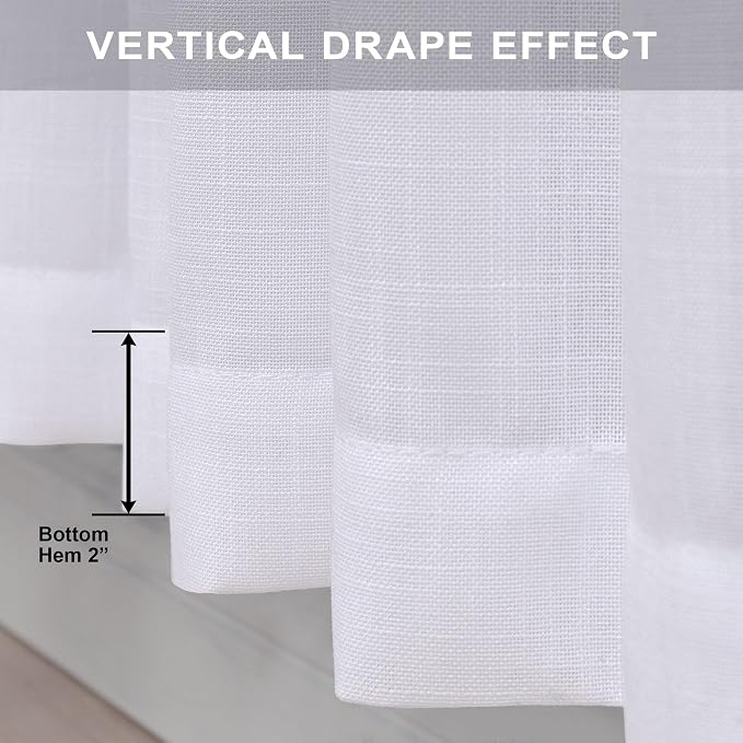 Pitalk White Linen Curtains 36 Inch Wide - Image 7