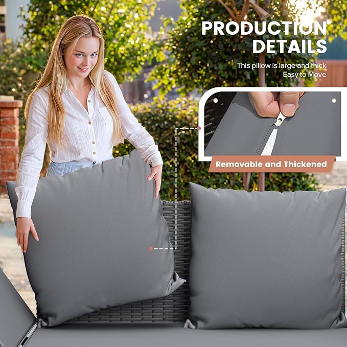 Flamaker Outdoor Convertible Sofa, Woven Rattan Patio Furniture Sunbed - Image 6