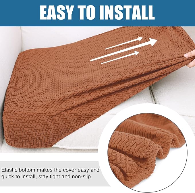 Smiry Waterproof Couch Cushion Covers, Stretch Jacquard Thick Sofa Cushion - Image 4