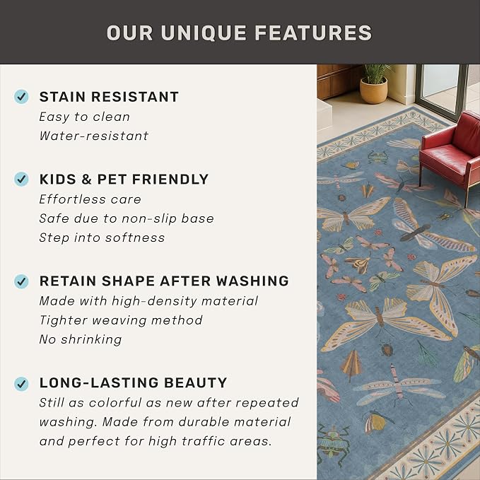 Hazo Haus Insect Light Blue Rug - Image 7