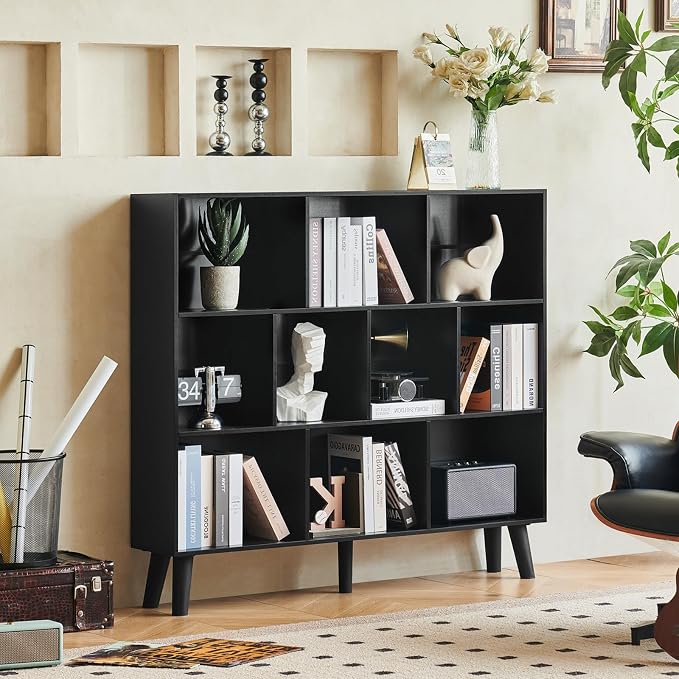 LEYAOYAO 10 Cube Bookshelf, 3 Tier Modern Wide Bookcase by LEYAOYAO-Findtheshiningpointofyourideallife%EF%BC%81