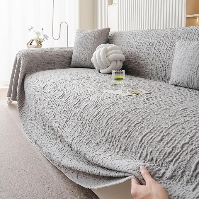 DREAMINGO Bubble Textured Cooling Sofa Cover, Ice Silk Breathable Couch Cover - Image 3