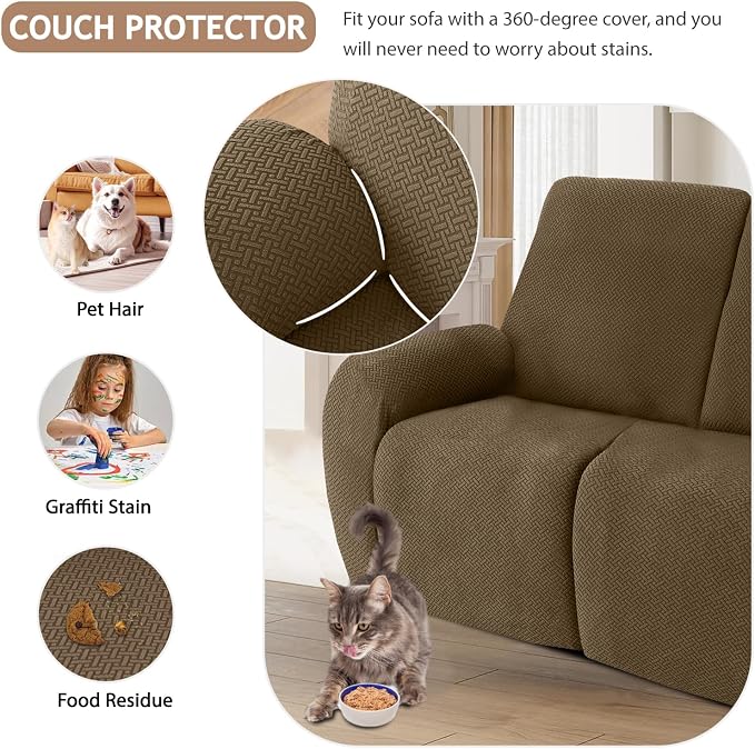 ALIECOM 100% Waterproof Recliner Sectional Couch Covers L Shape Stretch Corner - Image 6