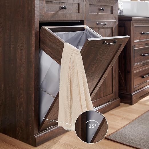 IFGET Double Tilt Out Trash Cabinet, 20 Gallon Farmhouse Laundry Hamper Cabinet - Image 5