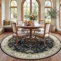 RELEANY Area Rugs Round 7ft Washable Non-Slip, Floral Vintage Distress Print by RELEANY