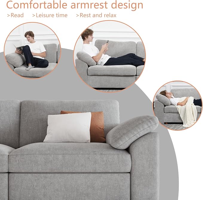EASE MOOSE Oversized L Shape Sectional Modular Sofa, Wide Deep seat Sectional - Image 5