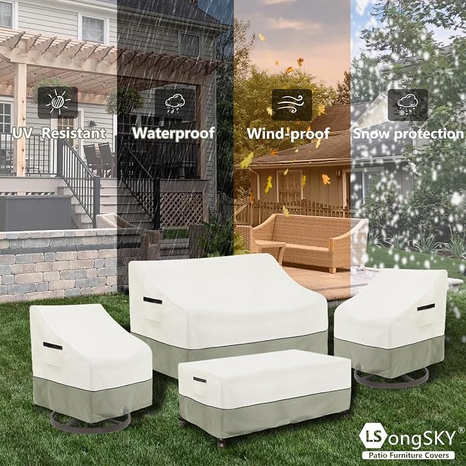 Outdoor Swivel Rocker Chair Cover 2 Pack, Patio Swivel Chair Covers - Image 9
