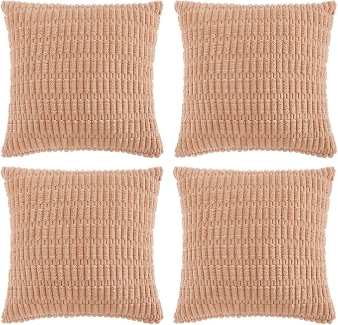 Fancy Homi 4 Packs Peach Decorative Throw Pillow Covers 16x16 Inch by Fancy+Homi