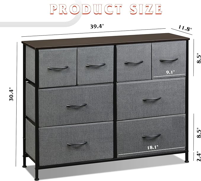 WLIVE Dresser for Bedroom with 8 Drawers, Wide Fabric Dresser for Storage and - Image 3