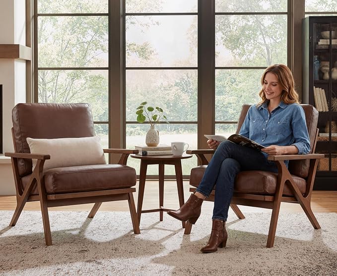 HNY Mid Century Arm Chairs Set of 2, Retro Accent Armchair by HNY