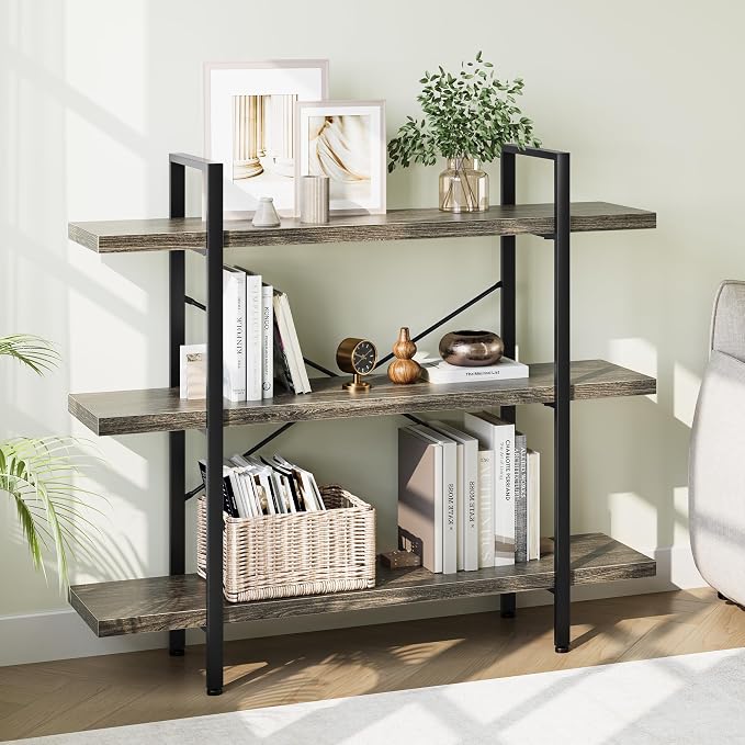 OtterOasis Heavy Duty 3-Tier Industrial Bookcase, 120lbs Shelf Capacity by OtterOasis