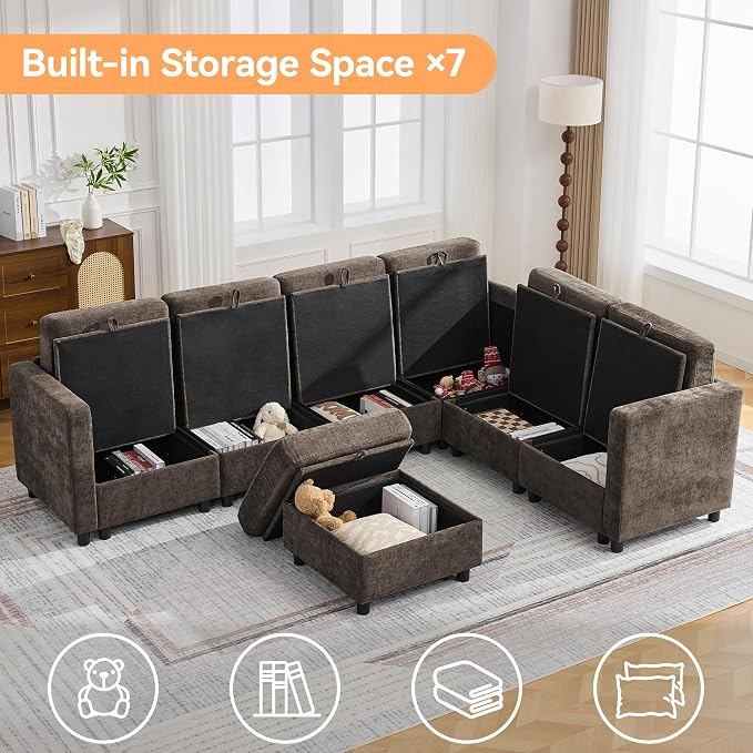 104'' V Shaped Modular Sofa, Sectional Couch - Image 3