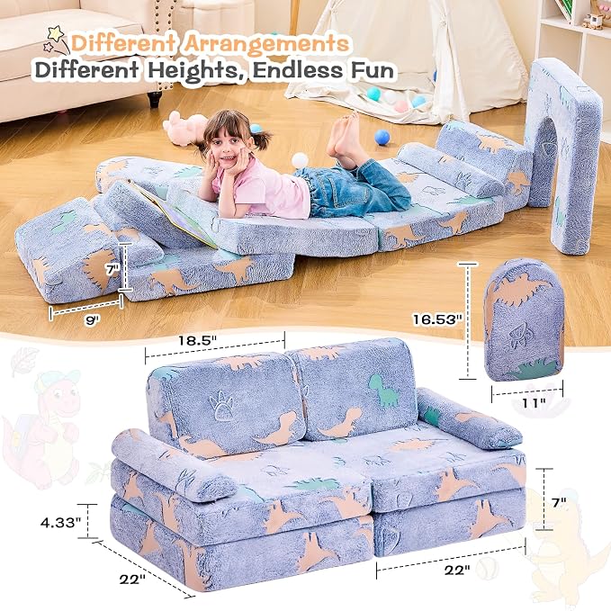IFNOW Modular Kids Play Couch, Convertible & Washable Toddler Foam Couch Kids - Image 2