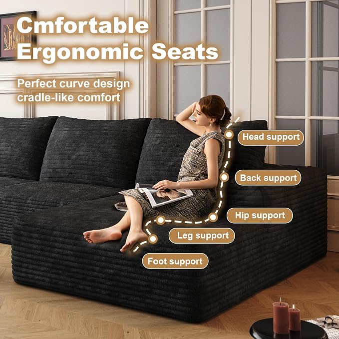 136" Sectional Couches for Living Room Cloud Couch Sofa - Image 4