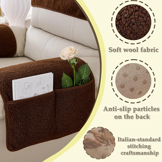 Armrest Covers - Arm Chair Covers Set of 3 Recliner Chair Covers, - Image 4