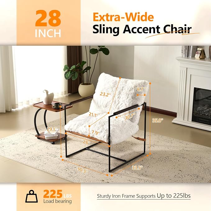 VINGLI 28" Wide Plush Upholstery Sling Modern Accent Chair - Image 2