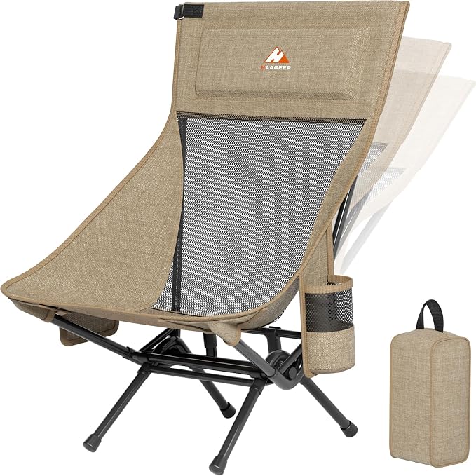 Armless Rocking Camping Chair for Adults, Portable Folding Outdoor Rocker by HAAGEEP