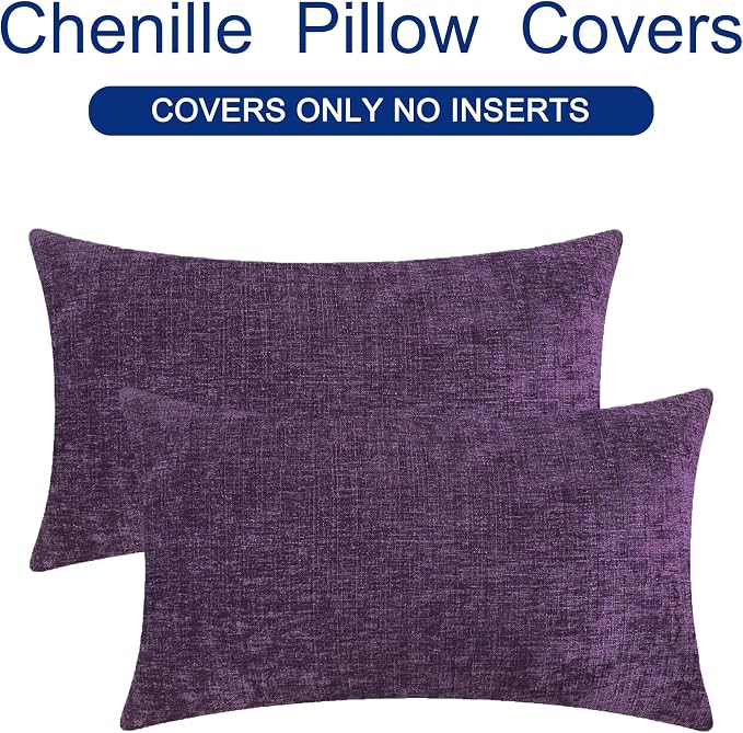 CaliTime Throw Pillow Covers Decorative 16 X 26 Inches Pack of 2 Cozy Chenille - Image 6