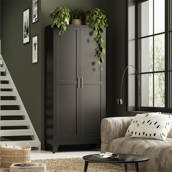 Bevivog Black Tall Bathroom Storage Cabinet, Metal Storage Cabinet - Image 6