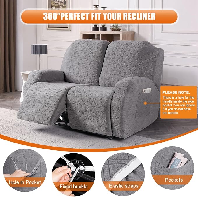 VANSOFY Oversized Recliner Cover, 2-Pieces Stretch Reclining Couch Cover - Image 5