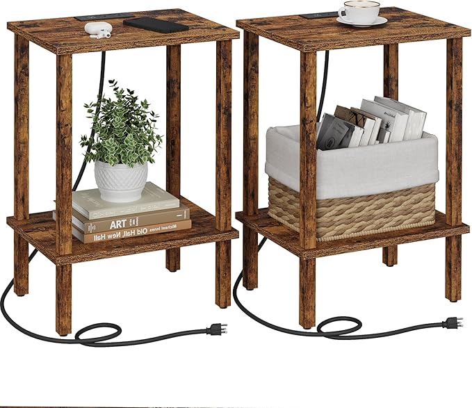 TUTOTAK End Table with Charging Station, Small Side Table with Outlets by ChoosetutotakFurnitureBuildYourCozyHome