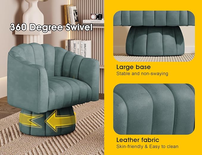Dewhut Swivel Accent Chair, 360° Swivel Barrel Chair - Image 6
