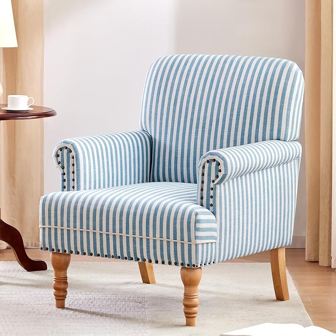 HUIMO Linen Fabric Accent Chair, Mid-Century Modern Armchair - Image 7