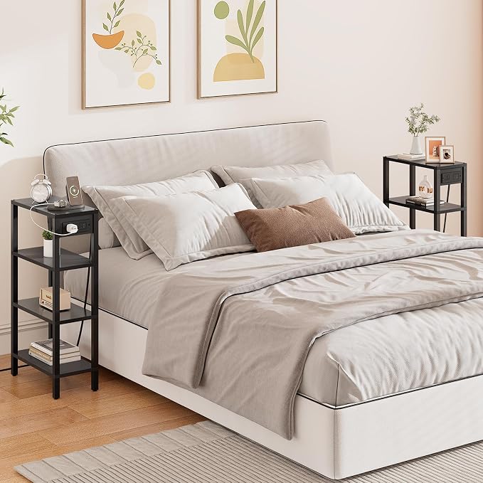 TUTOTAK Narrow Side Table with Charging Station, Small End Table with USB Ports - Image 7
