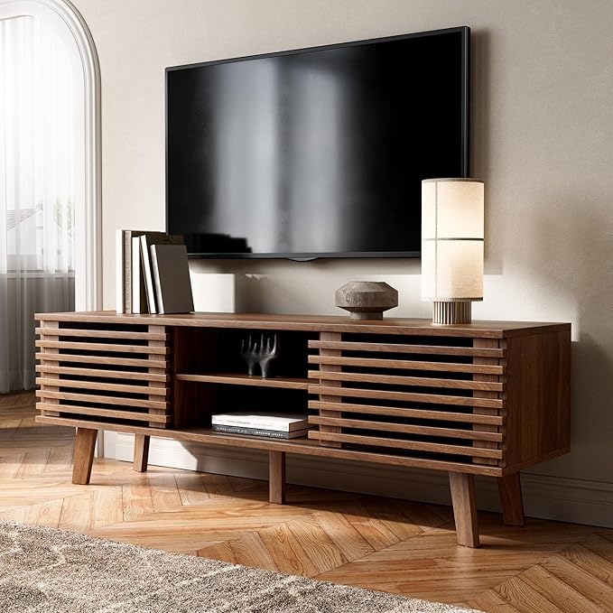 Furniway Living Room Table Sets of 2, Mid Century Coffee Table and TV Stand - Image 4
