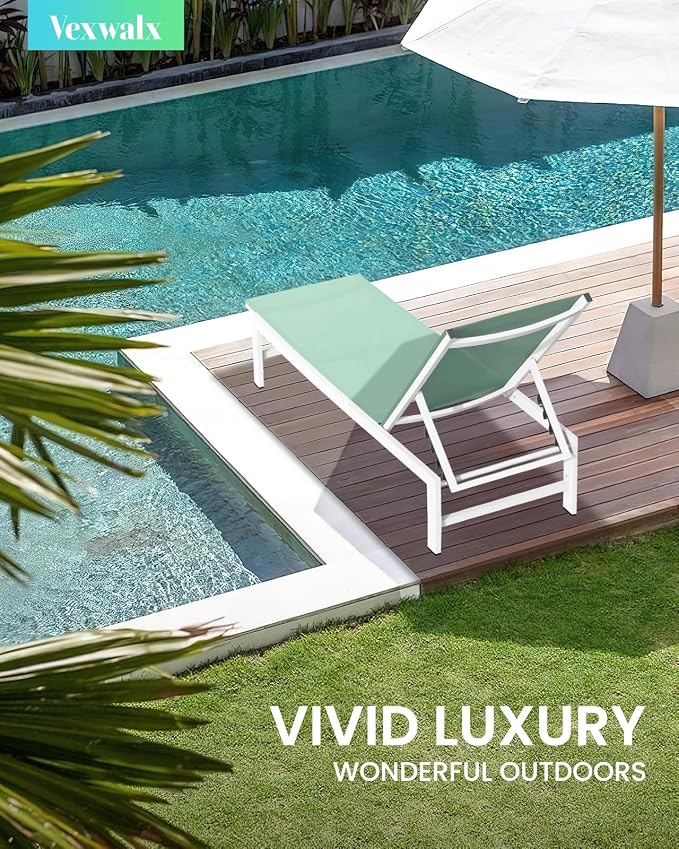 Vexwalx Outdoor Lounge Chairs Set of 2, Aluminum Patio Chaise Lounge Chairs - Image 2