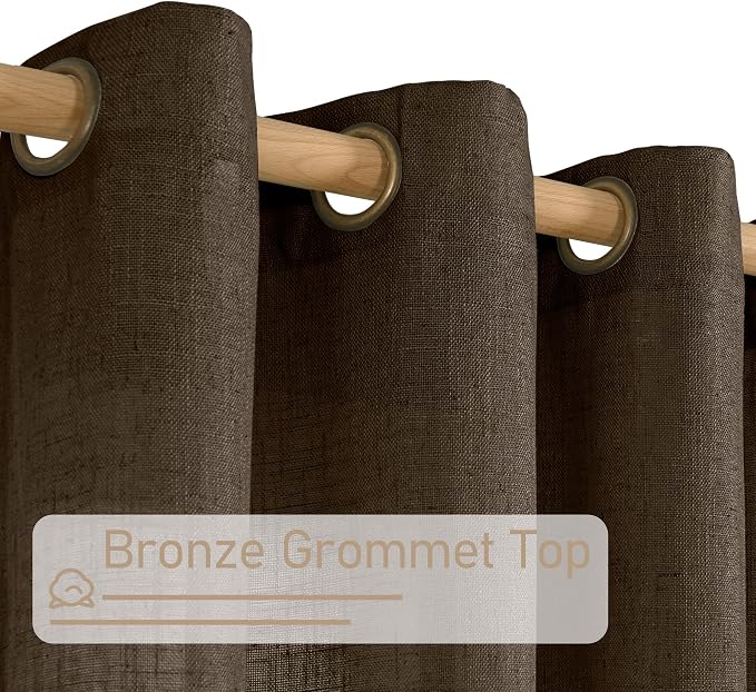 LAMIT Brown Linen Curtains 63 Inch Length - Image 4