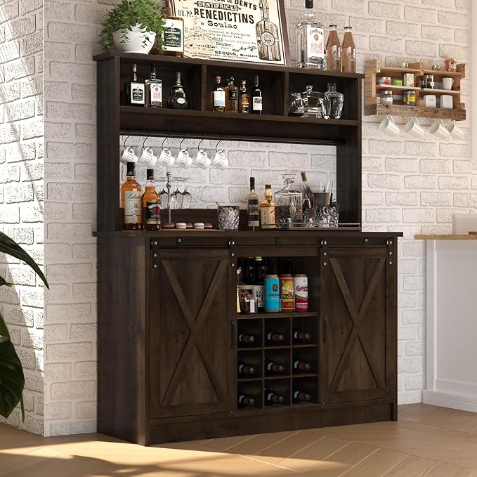 4ever2buy Farmhouse Coffee Bar Cabinet - Image 8