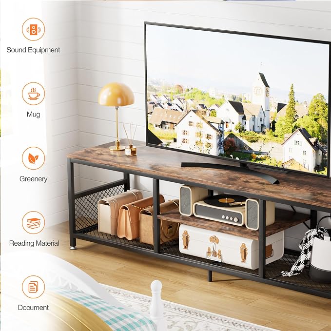 VECELO TV Stand with Power Outlets - Image 3